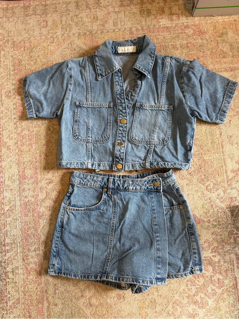 Zara two piece denim skort set - Picture 2 of 6